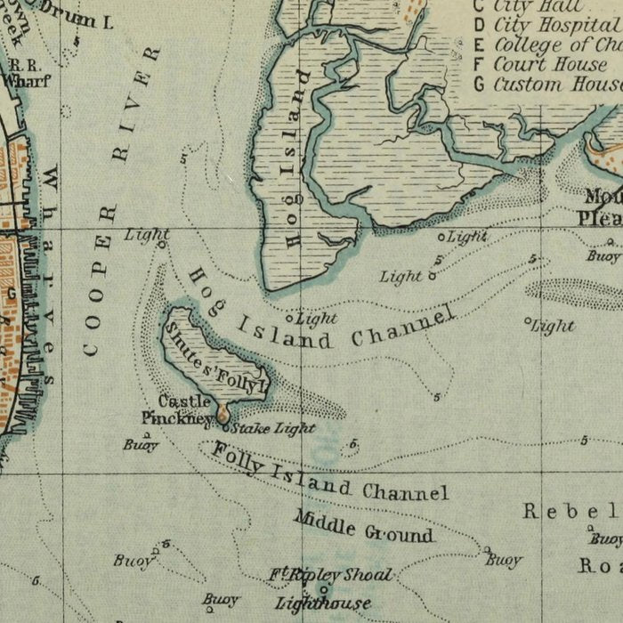 Vintage Map of Charleston SC Harbor (1904) Coffee Mug Gallery Image 2