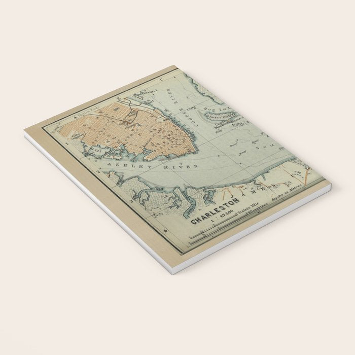 Vintage Map of Charleston SC Harbor (1904) Notebook Gallery Image 3
