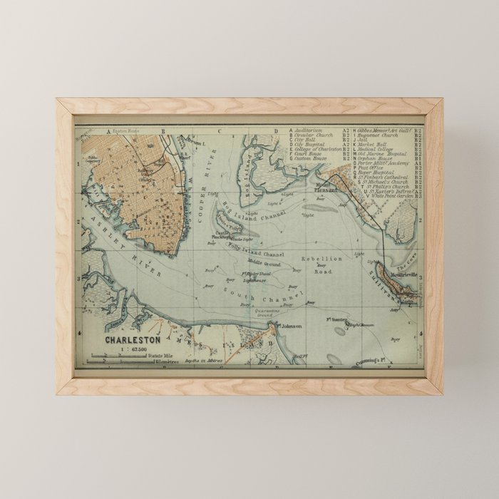 Vintage Map of Charleston SC Harbor (1904) Mini Art Print Gallery Image 1