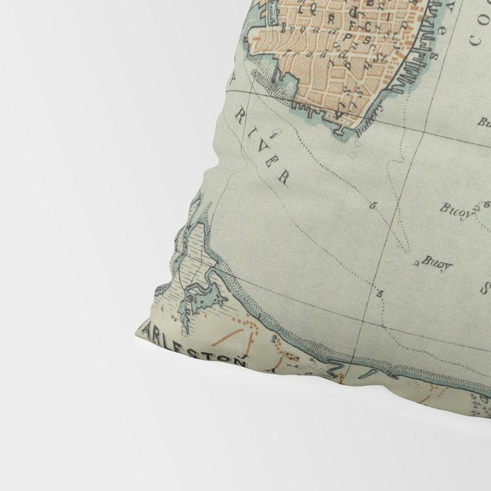 Vintage Map of Charleston SC Harbor (1904) Pillow Sham Gallery Image 4