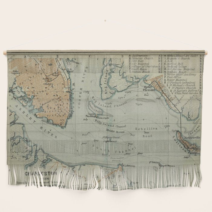 Vintage Map of Charleston SC Harbor (1904) Wall Hanging Gallery Image 1