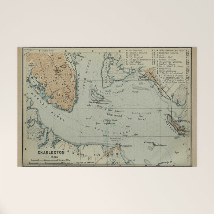 Vintage Map of Charleston SC Harbor (1904) Welcome Mat Gallery Image 1