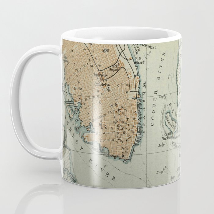 Vintage Map of Charleston SC Harbor (1904) Coffee Mug Gallery Image 3