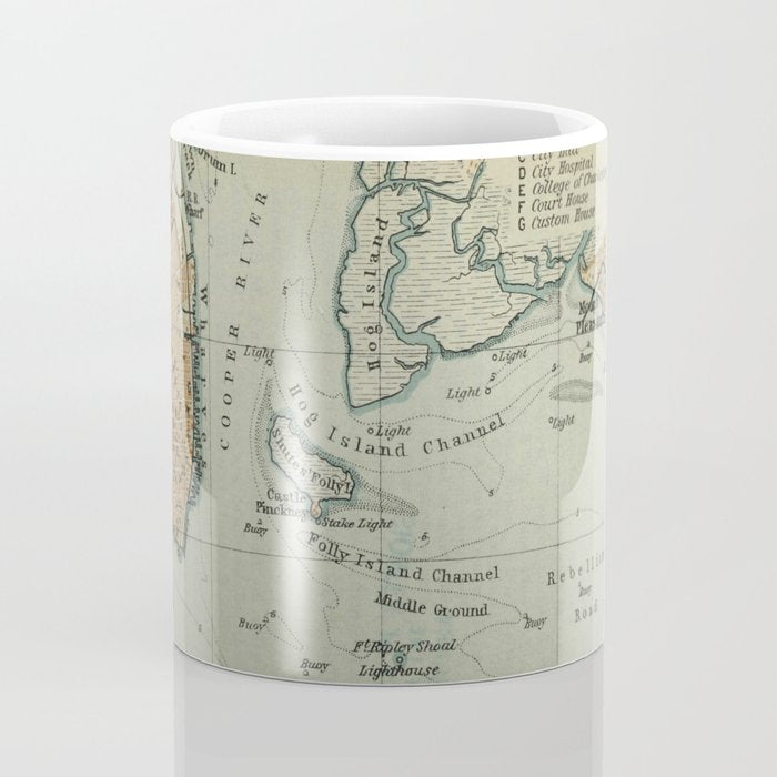 Vintage Map of Charleston SC Harbor (1904) Coffee Mug Gallery Image 4