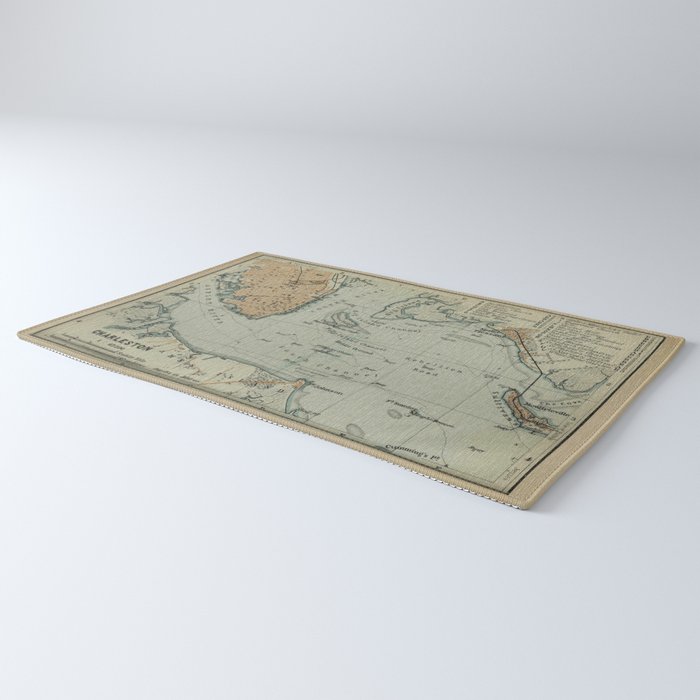 Vintage Map of Charleston SC Harbor (1904) Rug Gallery Image 3