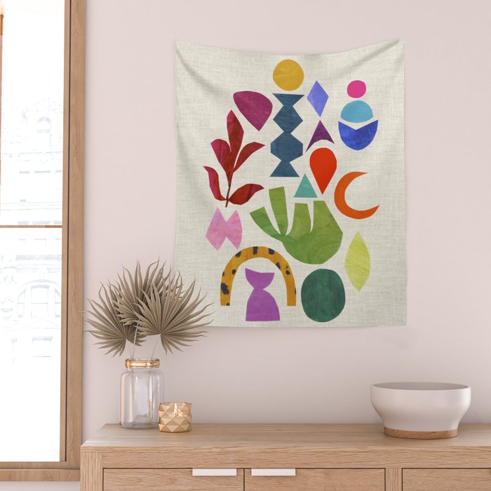 Green Flower Wall Tapestry Gallery Image 2