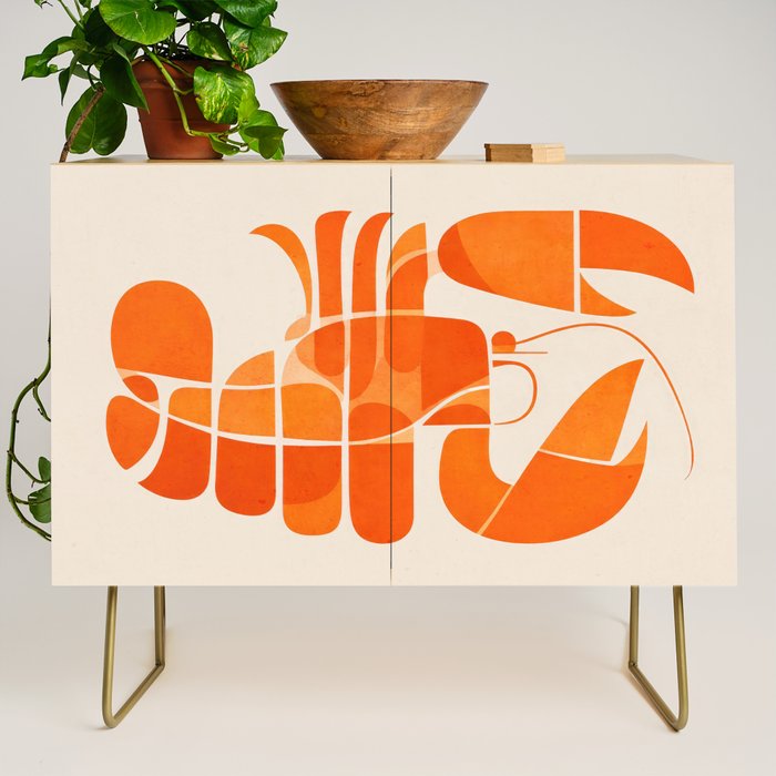 Abstract Lobster in Orange Credenza Gallery Image 1