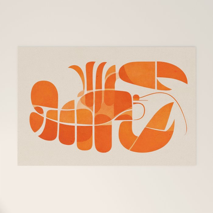 Abstract Lobster in Orange Welcome Mat Gallery Image 1