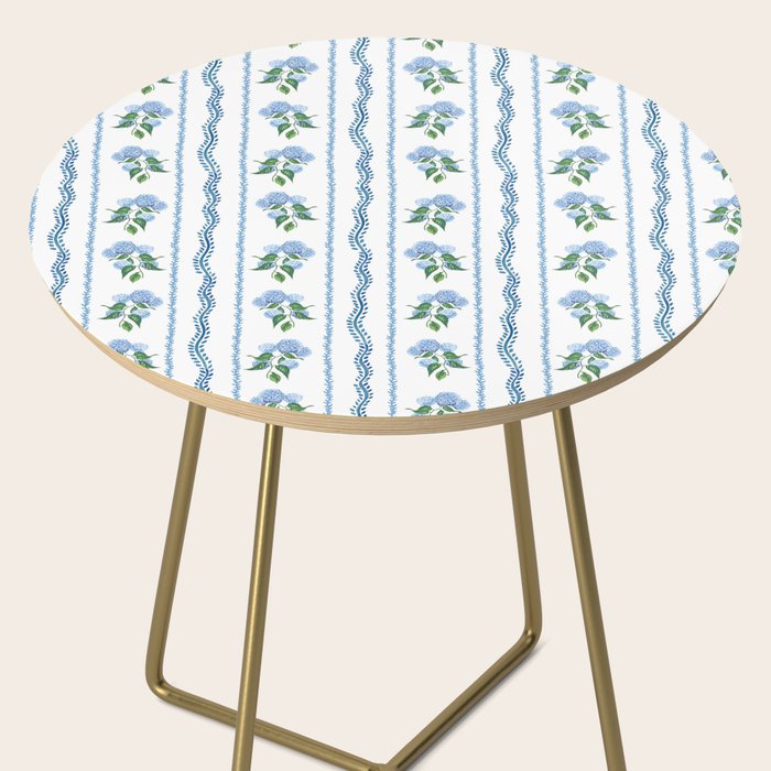 Hydrangea blue and white stripes coastal style Side Table Gallery Image 2