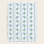 Hydrangea blue and white stripes coastal style Poster Gallery Image 4