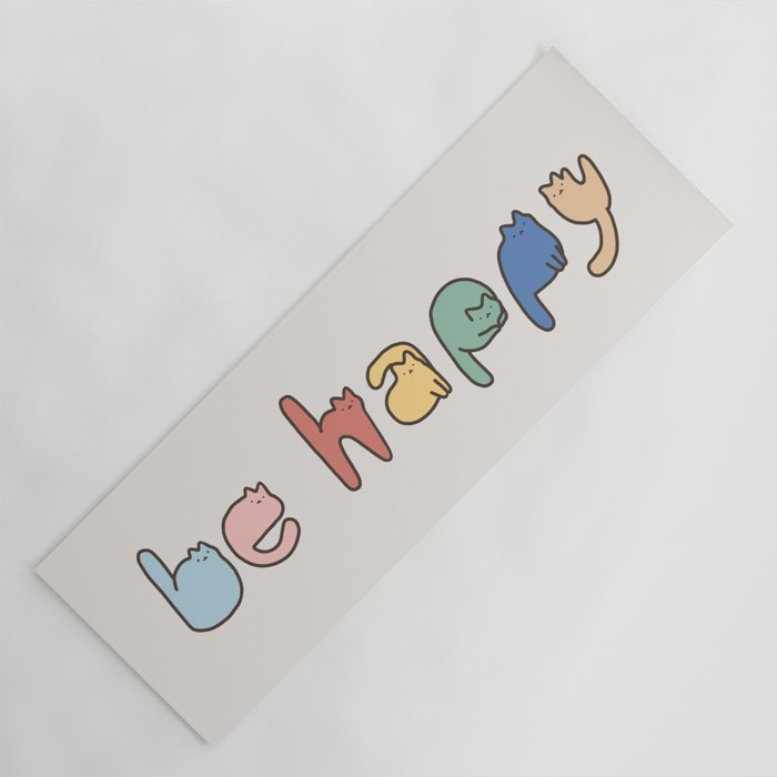 be happy cats typo Yoga Mat Gallery Image 1