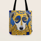 Klimt Dog with Blue and Gold Spots Tote Bag Gallery Image 1