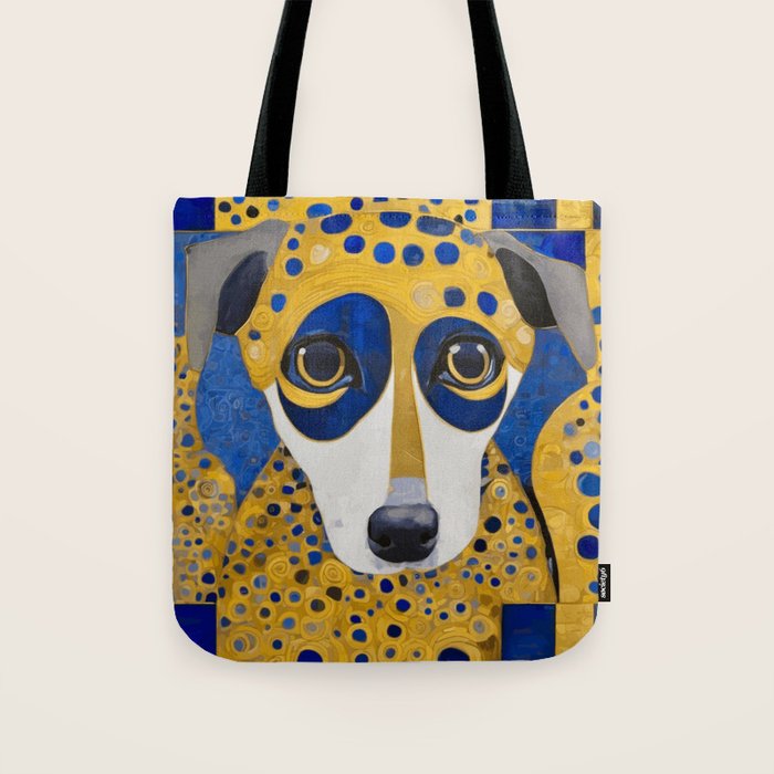 Klimt Dog with Blue and Gold Spots Tote Bag Gallery Image 1