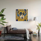 Klimt Dog with Blue and Gold Spots Wood Wall Art Gallery Image 2