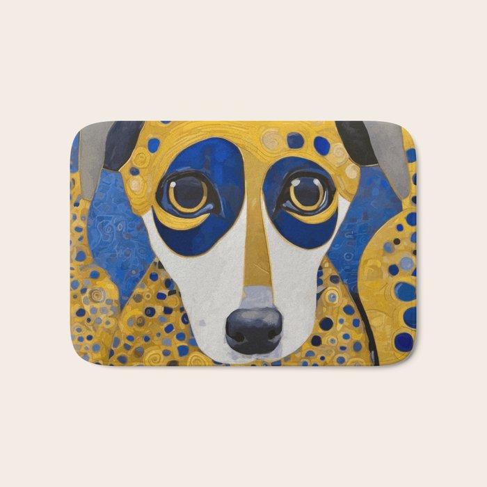 Klimt Dog with Blue and Gold Spots Bath Mat Gallery Image 1