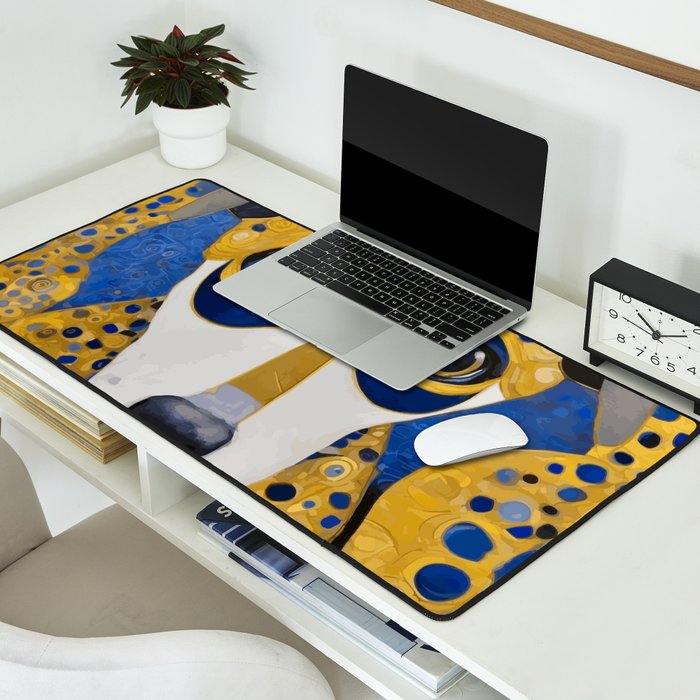 Klimt Dog with Blue and Gold Spots Desk Mat Gallery Image 2