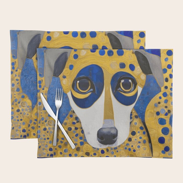 Klimt Dog with Blue and Gold Spots Placemat Gallery Image 1