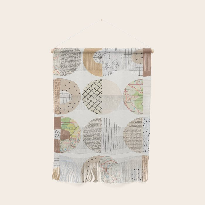 Patterned Circles: Maps & Kraft Paper Wall Hanging Gallery Image 1