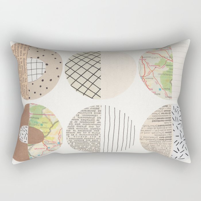 Patterned Circles: Maps & Kraft Paper Rectangular Pillow Gallery Image 2