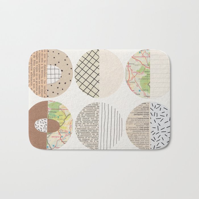 Patterned Circles: Maps & Kraft Paper Bath Mat Gallery Image 1