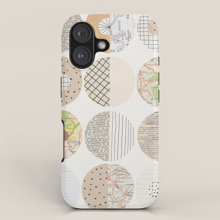 Patterned Circles: Maps & Kraft Paper iPhone Case Gallery Image 1