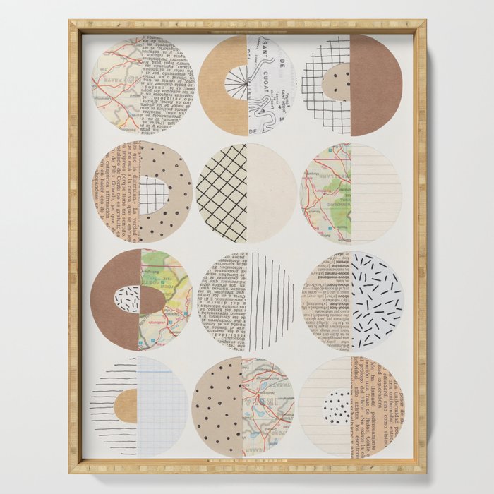 Patterned Circles: Maps & Kraft Paper Serving Tray Gallery Image 1