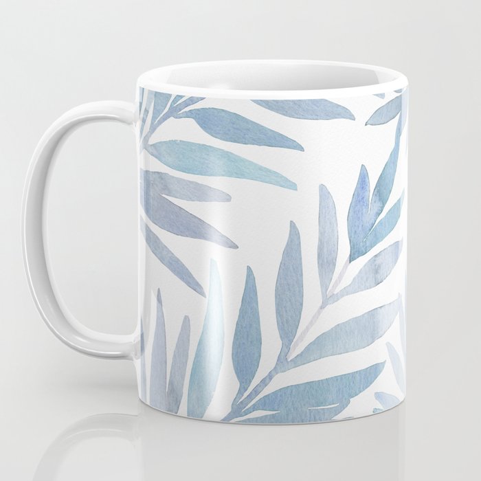 Muted Blue Palm Leaves Coffee Mug Gallery Image 3