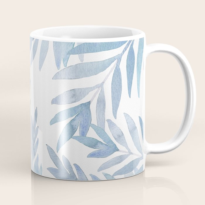 Muted Blue Palm Leaves Coffee Mug