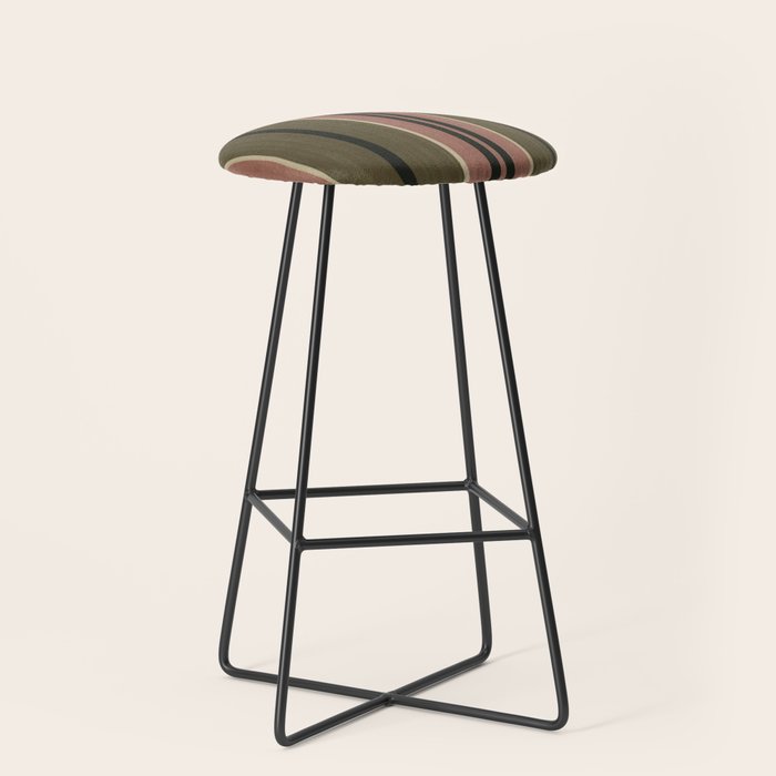linen stripes (olive green and pink) Stool Gallery Image 1