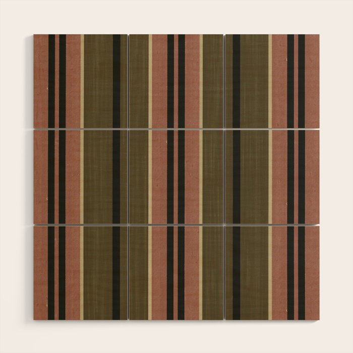 linen stripes (olive green and pink) Wood Wall Art Gallery Image 1
