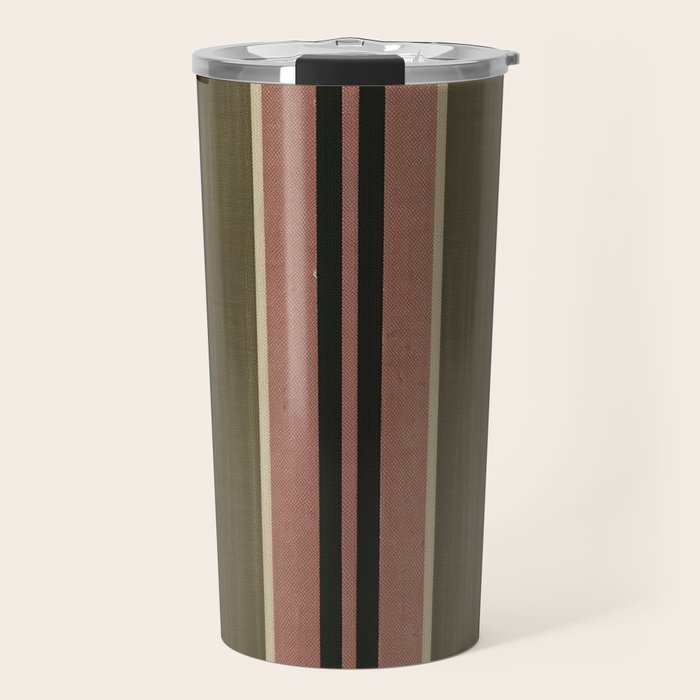linen stripes (olive green and pink) Travel Mug Gallery Image 1