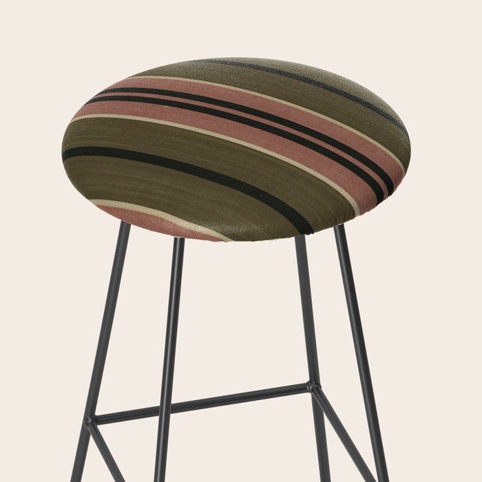 linen stripes (olive green and pink) Stool Gallery Image 2