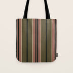 linen stripes (olive green and pink) Tote Bag Gallery Image 1