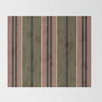 linen stripes (olive green and pink) Throw Blanket Gallery Image 2
