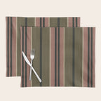 linen stripes (olive green and pink) Placemat Gallery Image 1