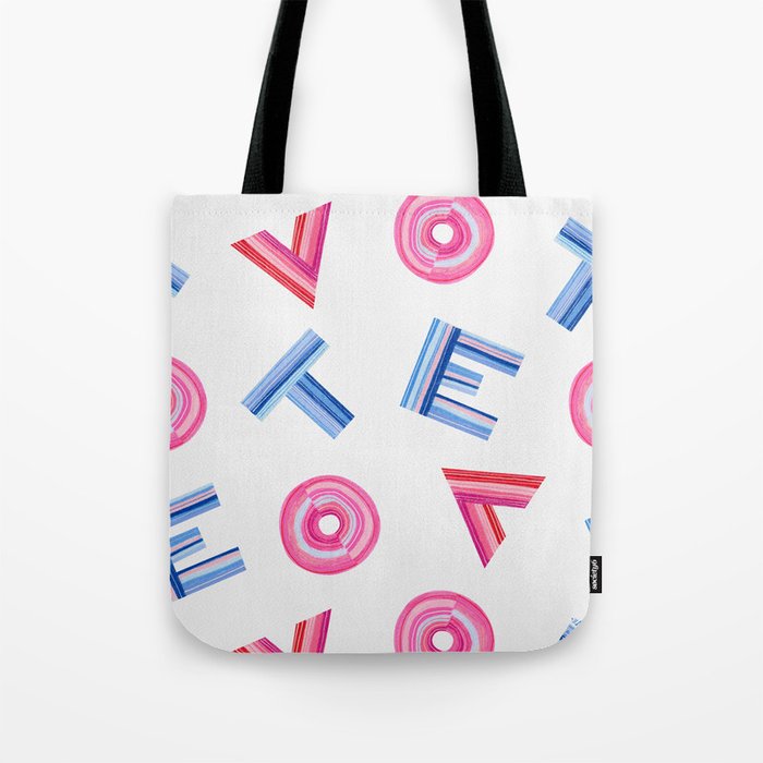 Cast Your Vote | Hand-Lettered Pattern in White Tote Bag Gallery Image 1