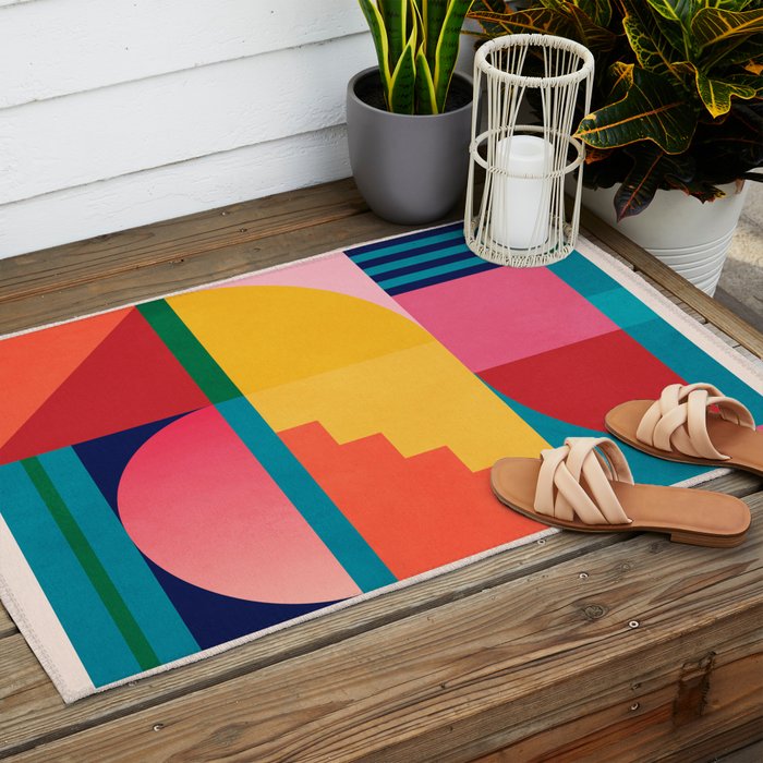 Geometric Shapes 39 Outdoor Rug Gallery Image 2