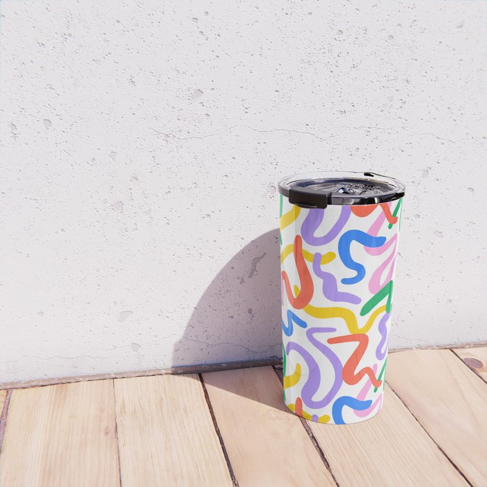 Fun colorful abstract line doodle pattern Travel Mug Gallery Image 4