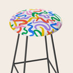 Fun colorful abstract line doodle pattern Stool Gallery Image 2