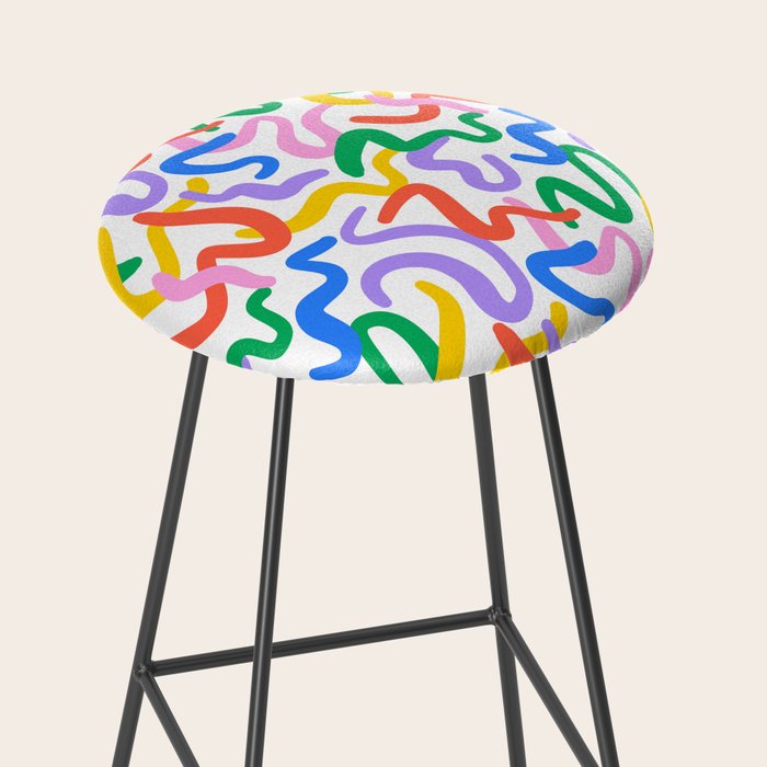 Fun colorful abstract line doodle pattern Stool Gallery Image 2