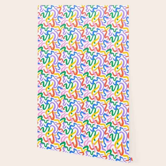 Fun colorful abstract line doodle pattern Wallpaper Gallery Image 2