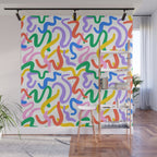 Fun colorful abstract line doodle pattern Wall Mural Gallery Image 1