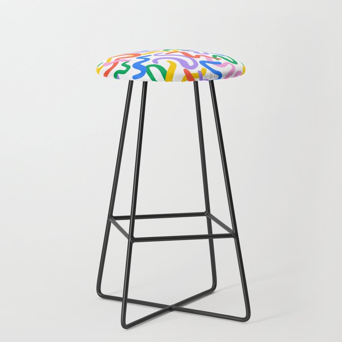 Fun colorful abstract line doodle pattern Stool Gallery Image 1