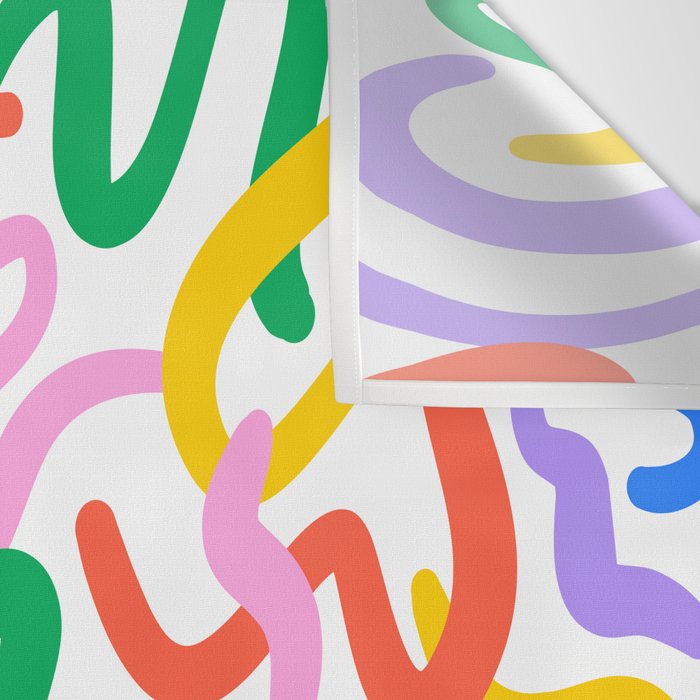 Fun colorful abstract line doodle pattern Wall Tapestry Gallery Image 3