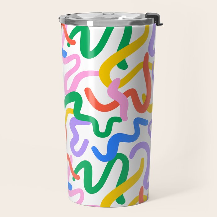 Fun colorful abstract line doodle pattern Travel Mug Gallery Image 2