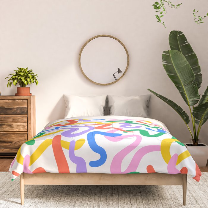 Fun colorful abstract line doodle pattern Comforter Gallery Image 3