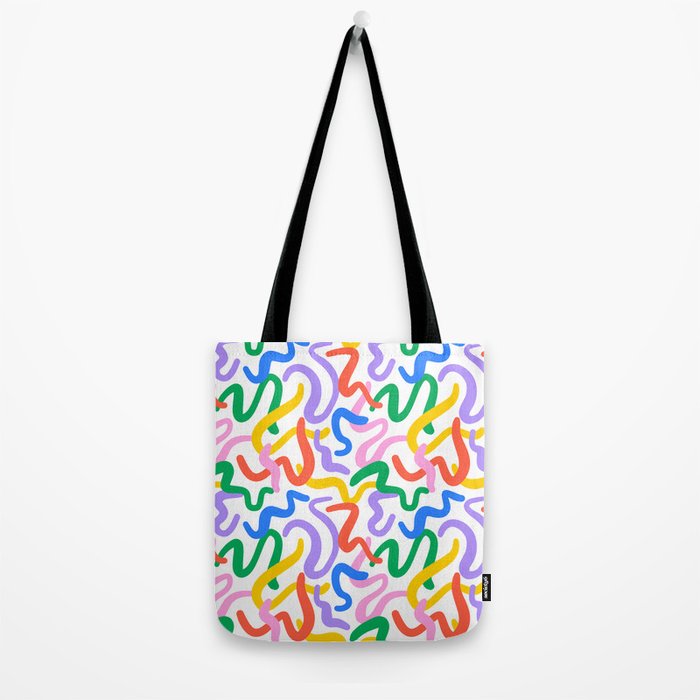 Fun colorful abstract line doodle pattern Tote Bag Gallery Image 2
