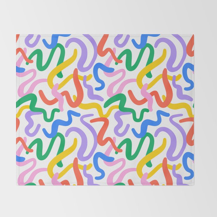 Fun colorful abstract line doodle pattern Throw Blanket Gallery Image 2