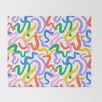 Fun colorful abstract line doodle pattern Throw Blanket Gallery Image 2