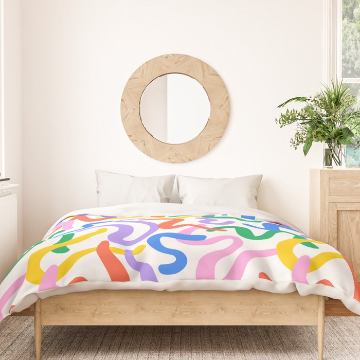 Fun colorful abstract line doodle pattern Duvet Cover Gallery Image 3